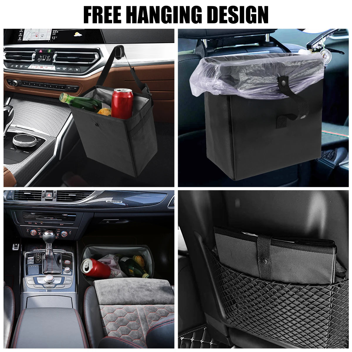 Car Trash Can Garbage Bag 8.5/6.58L Large Capacity Waterproof Foldable Car Garbage Organizer Portable Hanging Multi-Function