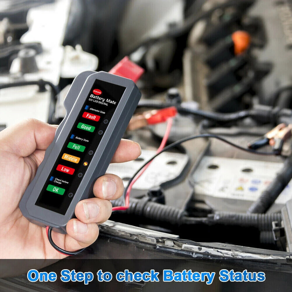 12V Auto Battery Tester Digital Vehicle Battery Testing Device Portable Battery Monitoring Device Mini for Car Motorcycle Trucks
