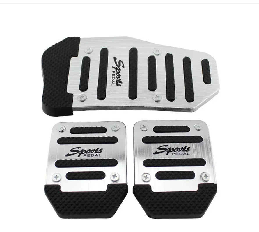 Aluminum Car Pedal Cover Set Automatic Transmission & Gas Foot Covers in Red Silvery, Blue - Stylish Auto Interior Accessories