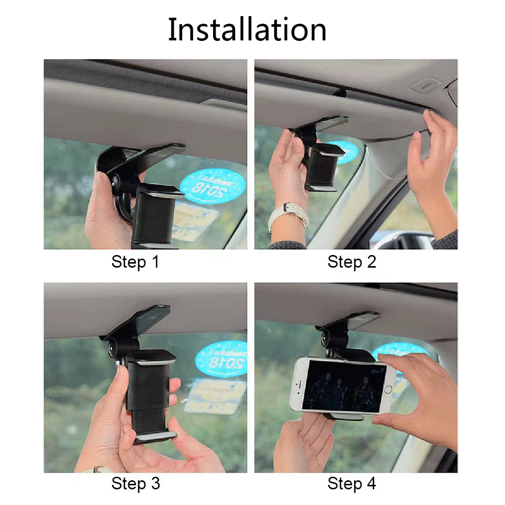 Universal Car Sun Visor Phone Holder 360 Degree Rotation Automobiles Navigation Mount Stand Clip Mobile Phone Bracket Accessory