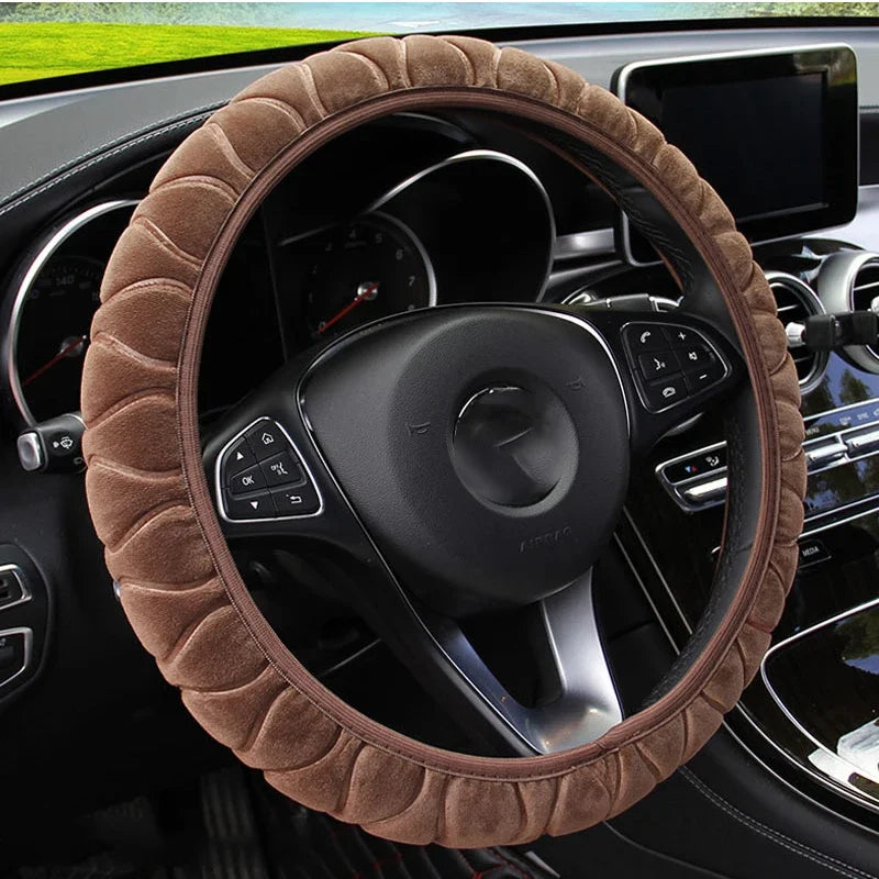37-39Cm Universal Car Steering Wheel Covers Winter Soft Warm Plush Steering Wheel Cover Auto Interior Decoration Accessories