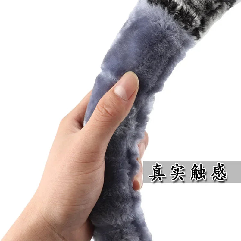 Winter Super Soft Plush Car Steering Wheel Cover Universal,Warm Faux Fur Auto Handlebar on the Steering-Wheel 37/38Cm