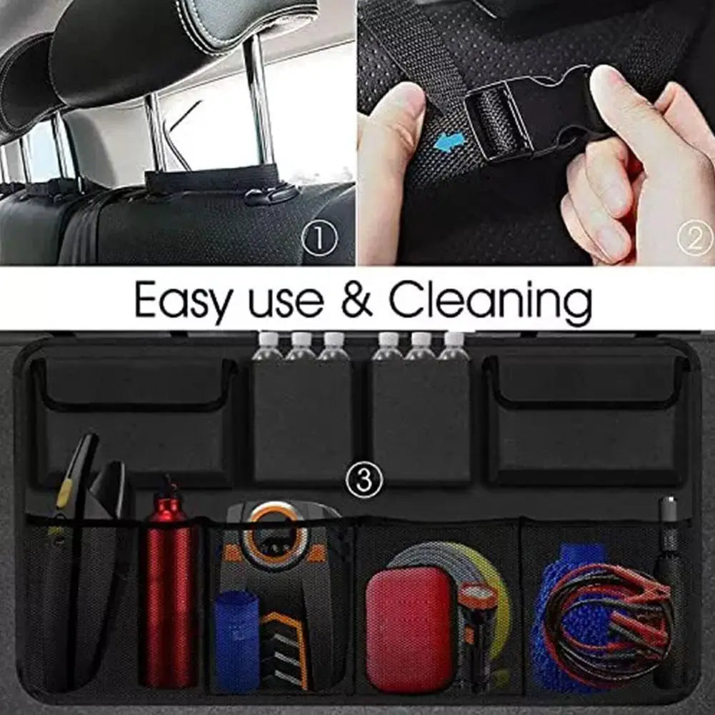 Car Trunk Organizer Adjustable Backseat Storage Bag Net High Capacity Multi-Use Oxford Automobile Seat Back Organizers Universal