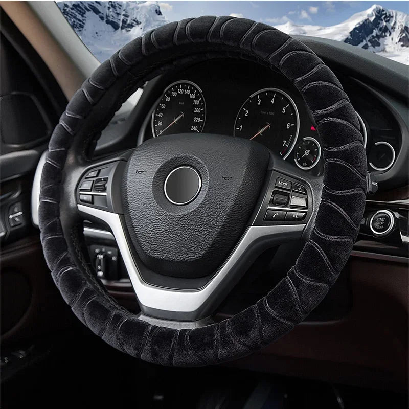37-39Cm Universal Car Steering Wheel Covers Winter Soft Warm Plush Steering Wheel Cover Auto Interior Decoration Accessories