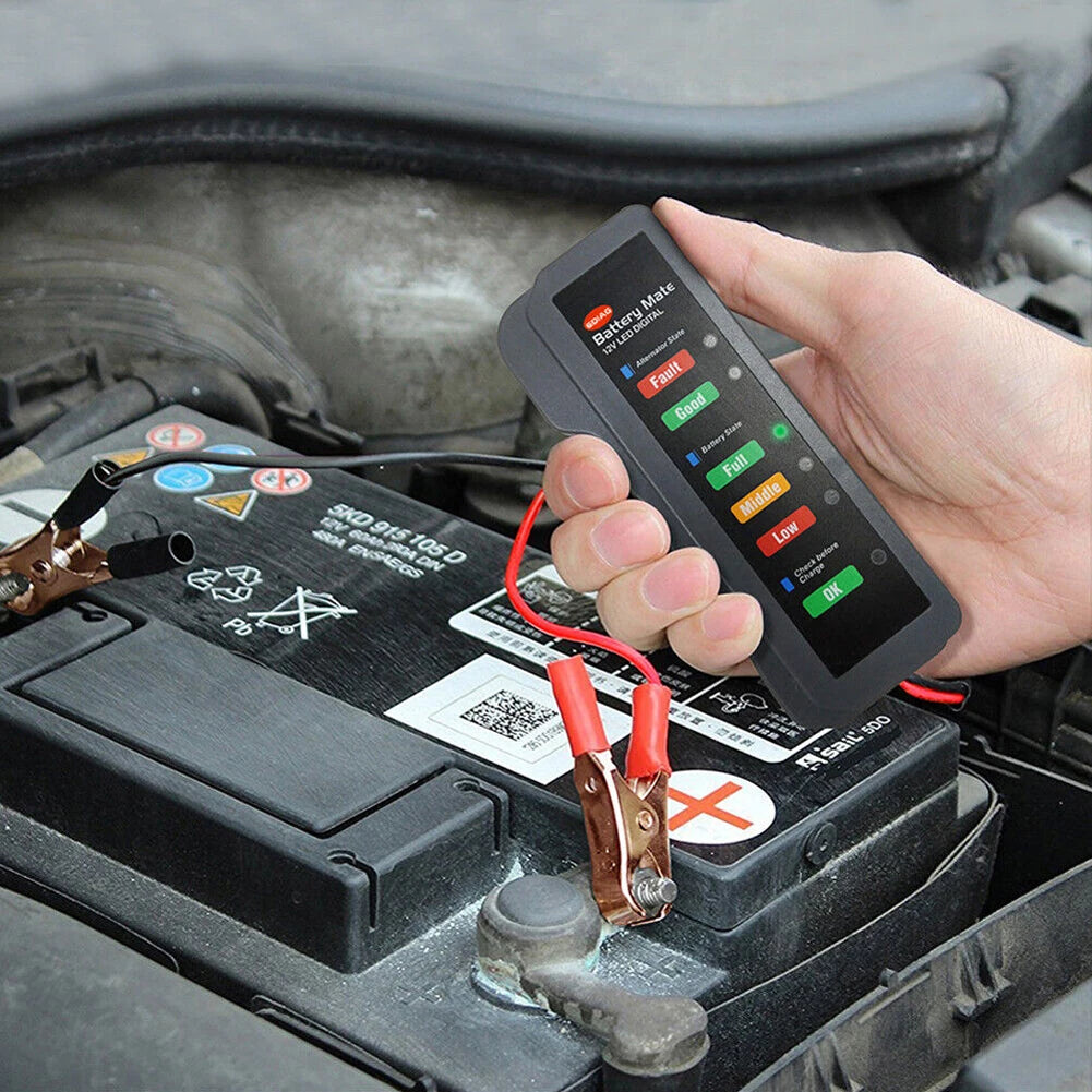 12V Auto Battery Tester Digital Vehicle Battery Testing Device Portable Battery Monitoring Device Mini for Car Motorcycle Trucks