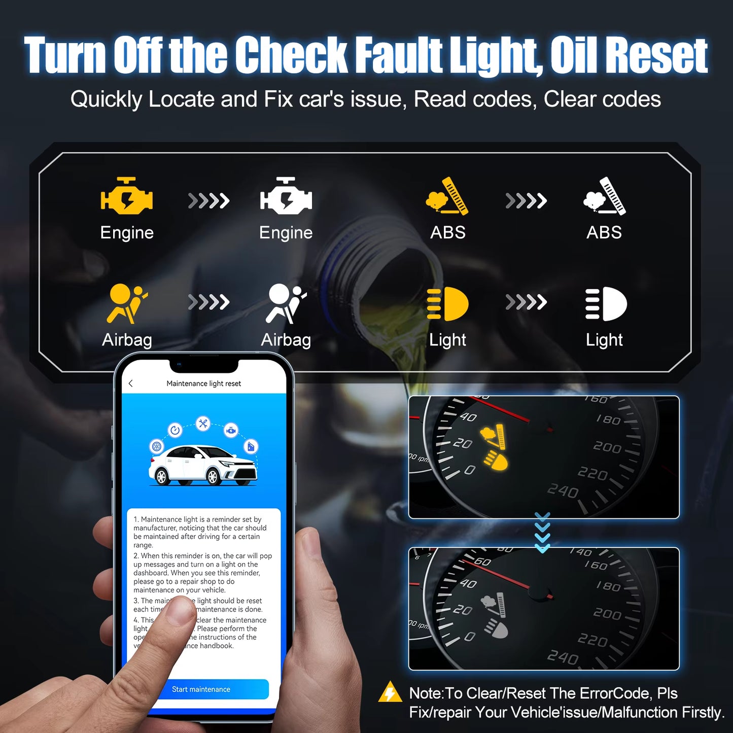 Advancer Ad20Pro Bluetooth OBD2 Scanner Car All System Automotive Diagnostic Tools Free Application Engine Check Oil Reset