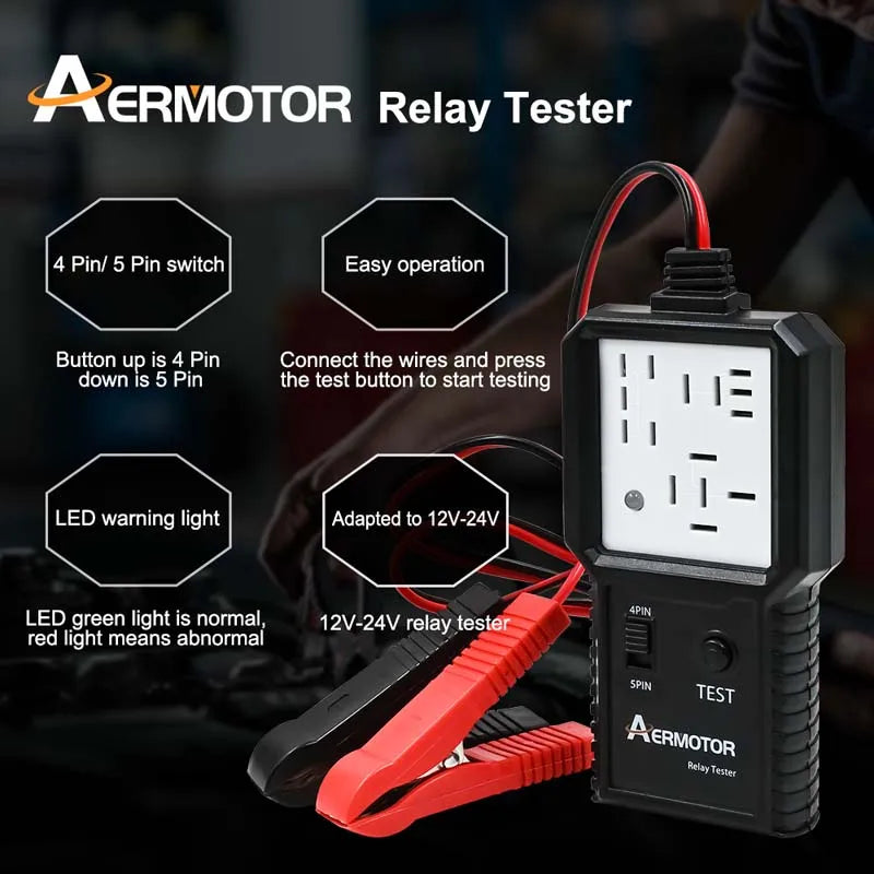 12V 24V Car Relay Tester Electronic Automotive Relay Detector Auto Battery Checker Alternator Analyzer Diagnostic Tool