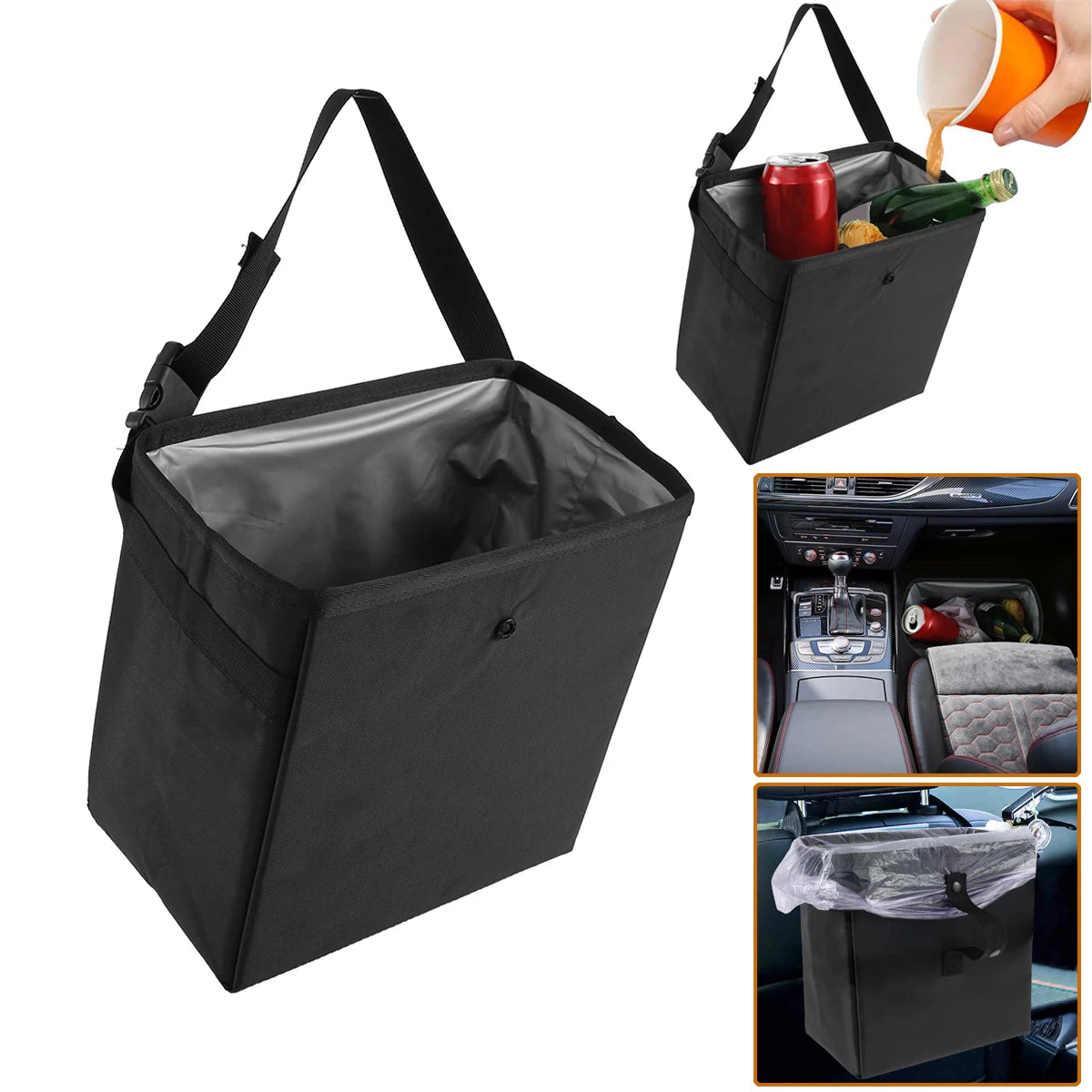 Car Trash Can Garbage Bag 8.5/6.58L Large Capacity Waterproof Foldable Car Garbage Organizer Portable Hanging Multi-Function