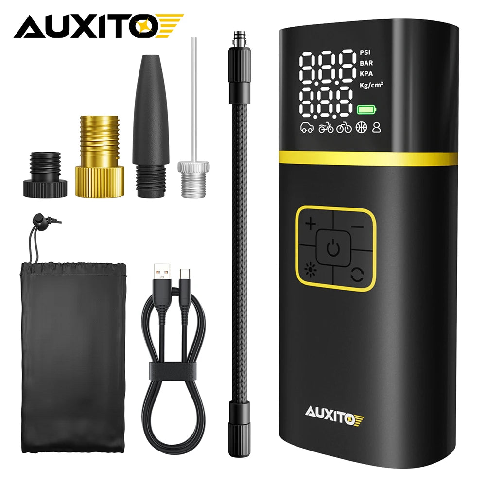 Tire Inflator Portable Air Compressor 150PSI Electric Air Pump for Car Tires Motorcycle Bike Ball Smart Air Pump 7.4V