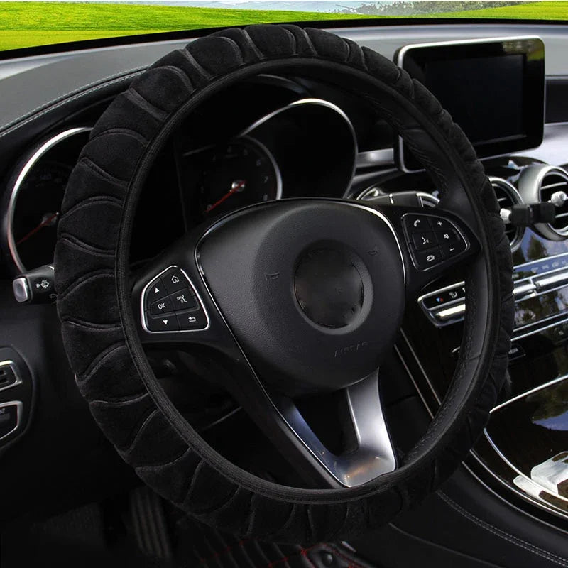 37-39Cm Universal Car Steering Wheel Covers Winter Soft Warm Plush Steering Wheel Cover Auto Interior Decoration Accessories
