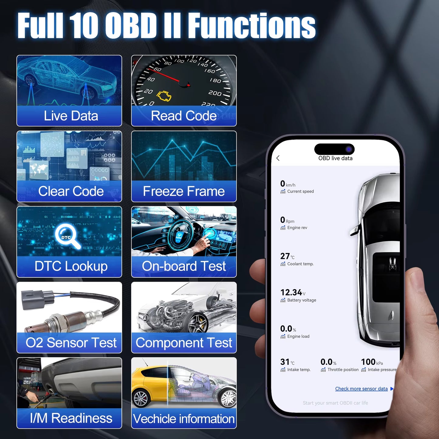 Advancer Ad20Pro Bluetooth OBD2 Scanner Car All System Automotive Diagnostic Tools Free Application Engine Check Oil Reset