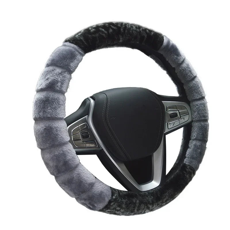 Winter Super Soft Plush Car Steering Wheel Cover Universal,Warm Faux Fur Auto Handlebar on the Steering-Wheel 37/38Cm