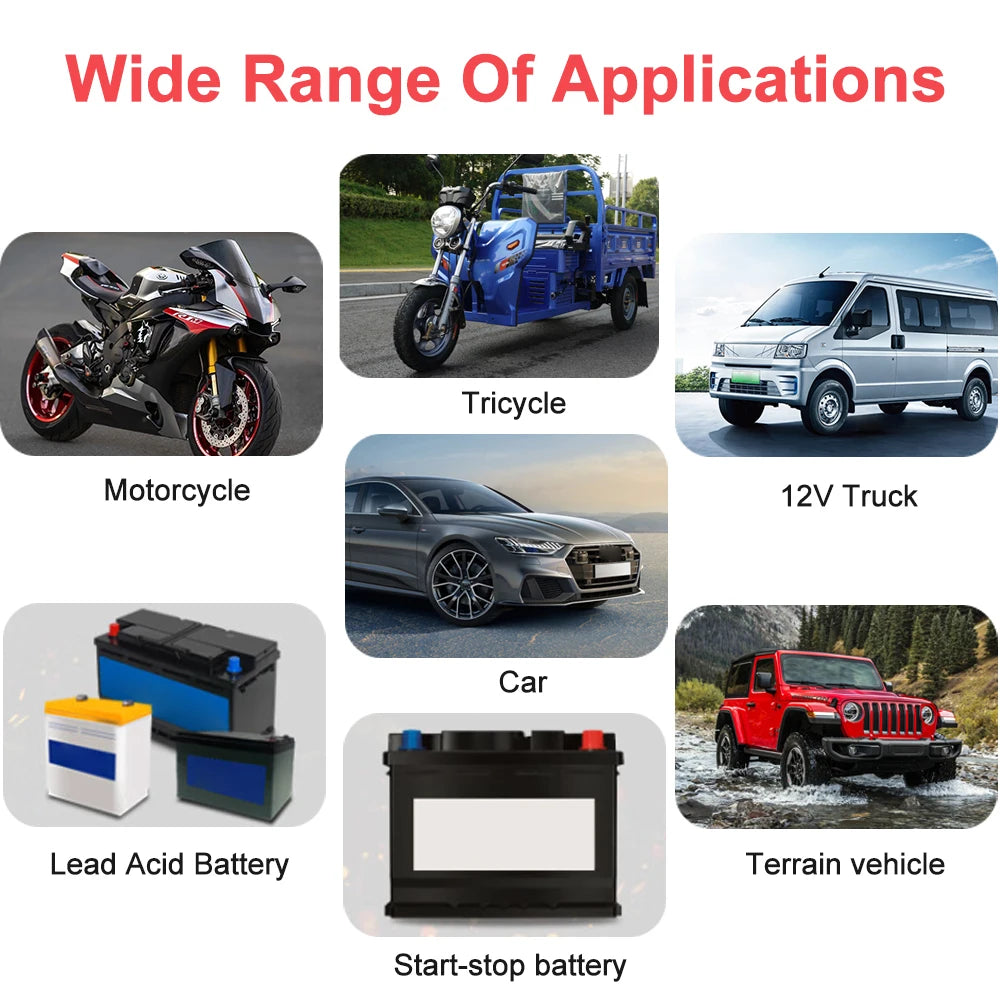 12V 6A Power Puls Repair Charger Car Battery Charger LED Display Moto Truck Battery Charger Wet Dry Lead Acid Battery