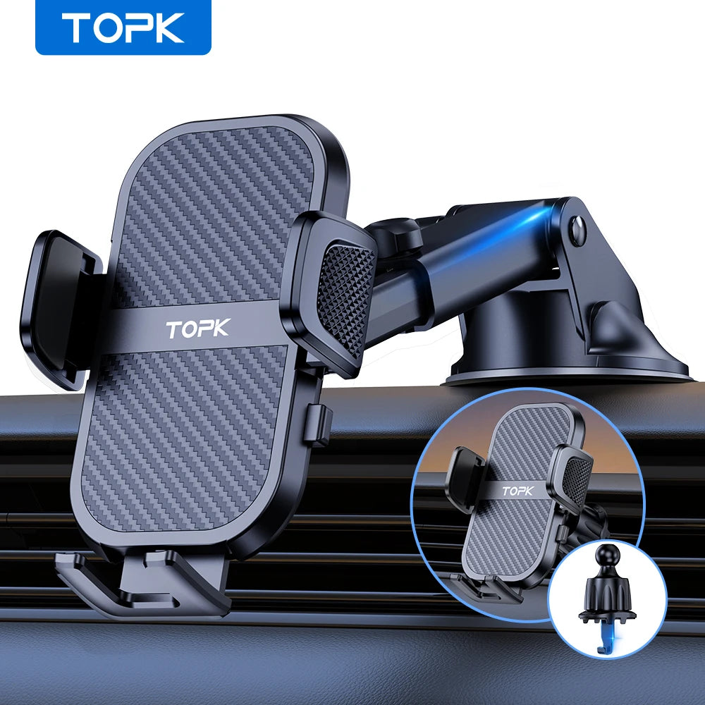 D46 Car Phone Holder Mount, Upgraded Cell Phone Holder for Car Dashboard and Air Vent Compatible with All Smartphones