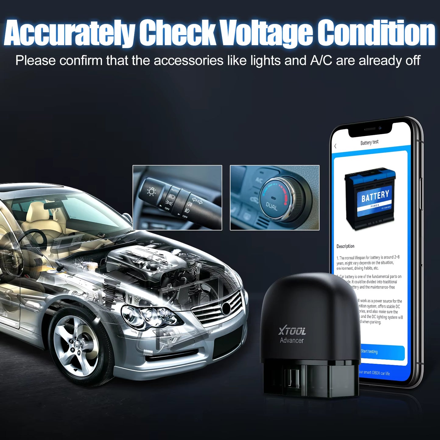 Advancer Ad20Pro Bluetooth OBD2 Scanner Car All System Automotive Diagnostic Tools Free Application Engine Check Oil Reset
