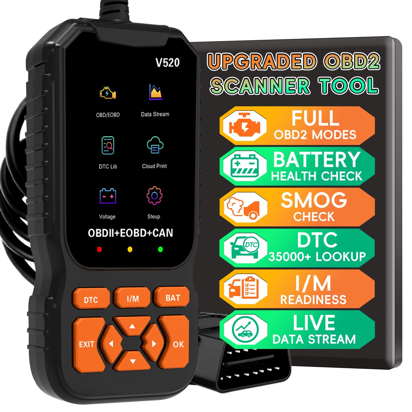 OBD2 Scanner Car Code Reader Support Voltage Test Plug and Play Fixd Car CAN Diagnostic Scan Tool Read and Clear Engine Error