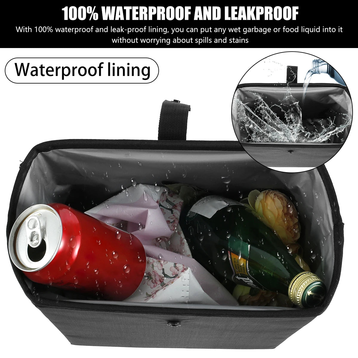 Car Trash Can Garbage Bag 8.5/6.58L Large Capacity Waterproof Foldable Car Garbage Organizer Portable Hanging Multi-Function