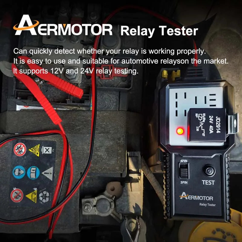 12V 24V Car Relay Tester Electronic Automotive Relay Detector Auto Battery Checker Alternator Analyzer Diagnostic Tool