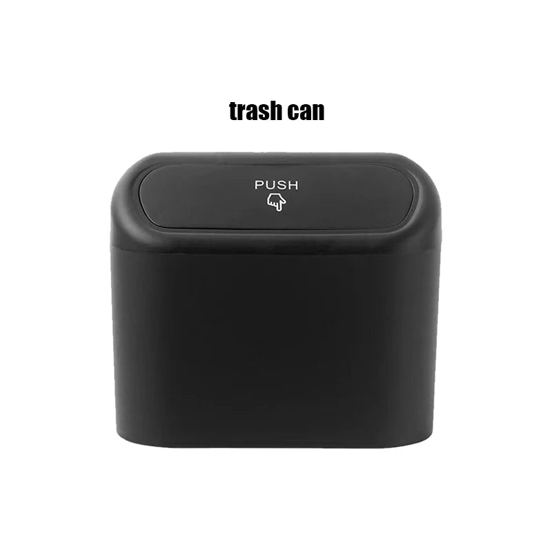 1L Car Interior Storage Box Trash Can with 4 Rolls (60Pcs) Trash Bags ABS Mini Trash Can with Lid with Trash Bag Car Storage Bin