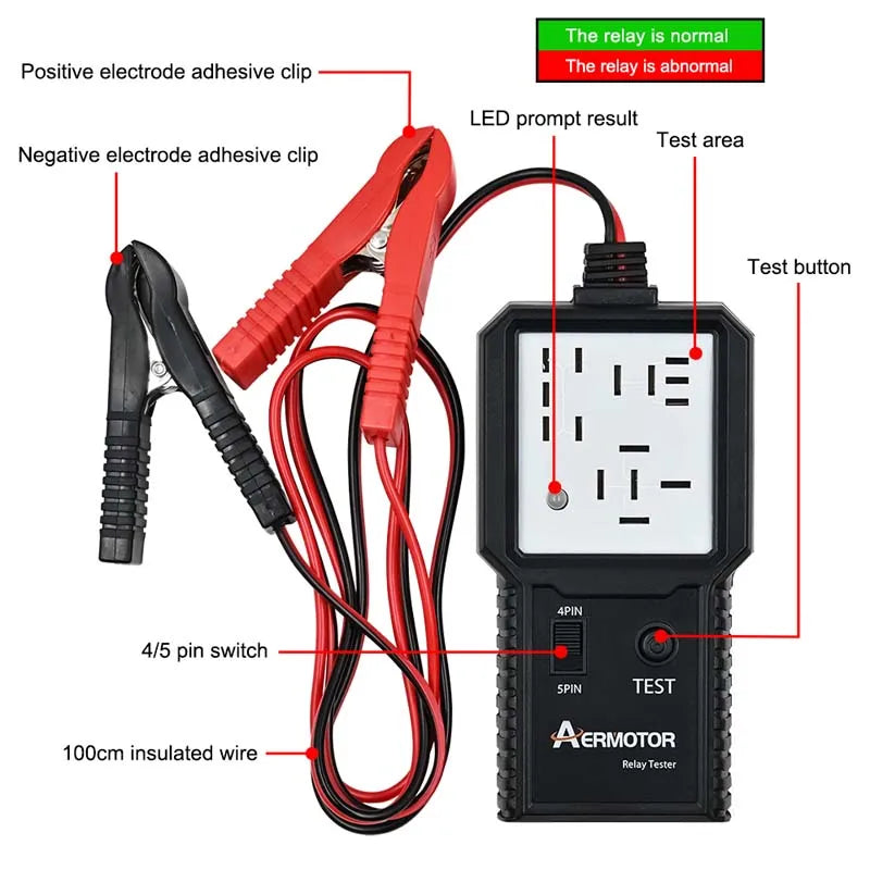 12V 24V Car Relay Tester Electronic Automotive Relay Detector Auto Battery Checker Alternator Analyzer Diagnostic Tool