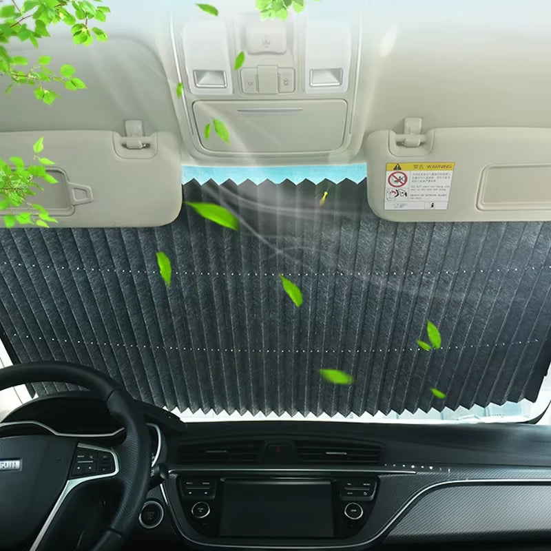 Car Front/Rear Window Sunshades Retractable Windshield Curtains for Sun Visor Car Sun Shades Summer UV Blocking Sun Protective