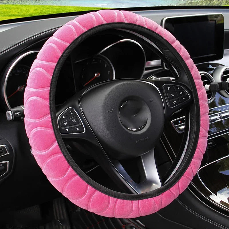 37-39Cm Universal Car Steering Wheel Covers Winter Soft Warm Plush Steering Wheel Cover Auto Interior Decoration Accessories