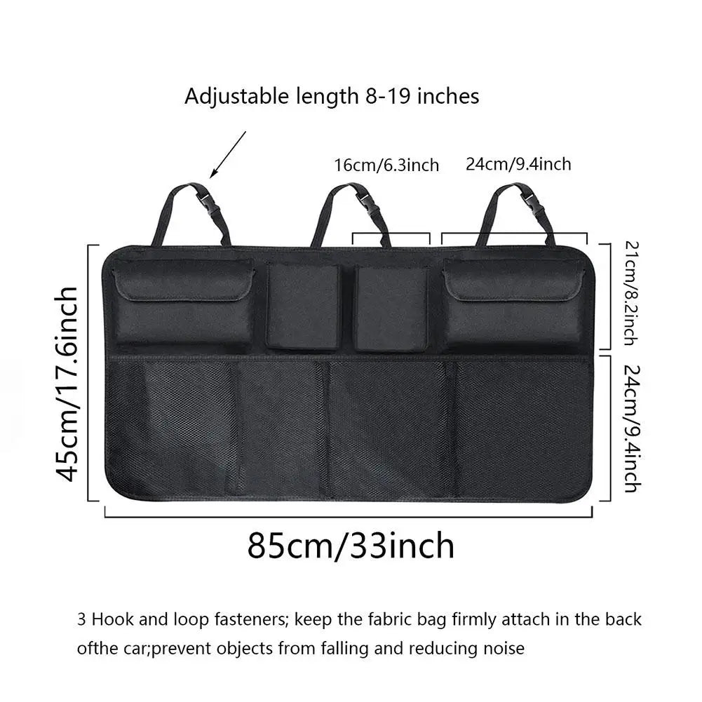 Car Trunk Organizer Adjustable Backseat Storage Bag Net High Capacity Multi-Use Oxford Automobile Seat Back Organizers Universal