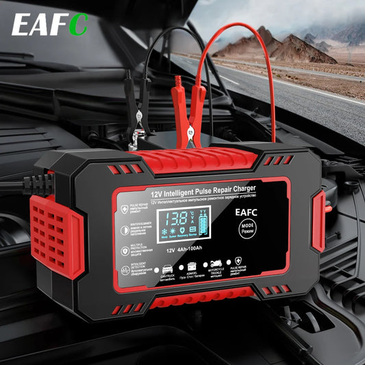 12V 6A Power Puls Repair Charger Car Battery Charger LED Display Moto Truck Battery Charger Wet Dry Lead Acid Battery