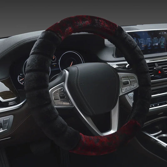 Winter Super Soft Plush Car Steering Wheel Cover Universal,Warm Faux Fur Auto Handlebar on the Steering-Wheel 37/38Cm