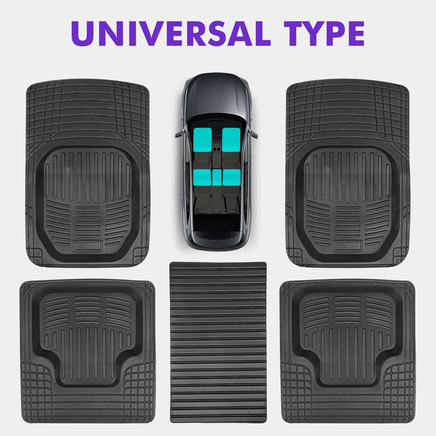 5Pcs Universal Auto Car Floor Mats All-Weather TPE Foot Mats Pad Waterproof Tray Mat Interior Accessories for Ford Explorer
