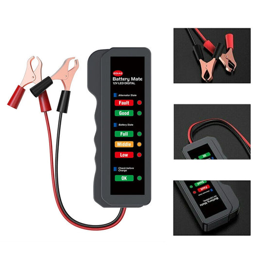 12V Auto Battery Tester Digital Vehicle Battery Testing Device Portable Battery Monitoring Device Mini for Car Motorcycle Trucks