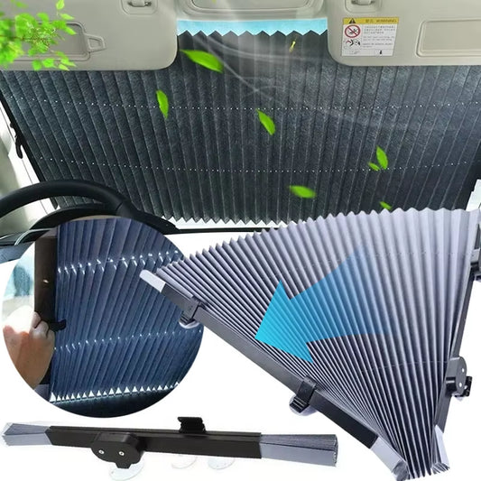 Car Front/Rear Window Sunshades Retractable Windshield Curtains for Sun Visor Car Sun Shades Summer UV Blocking Sun Protective