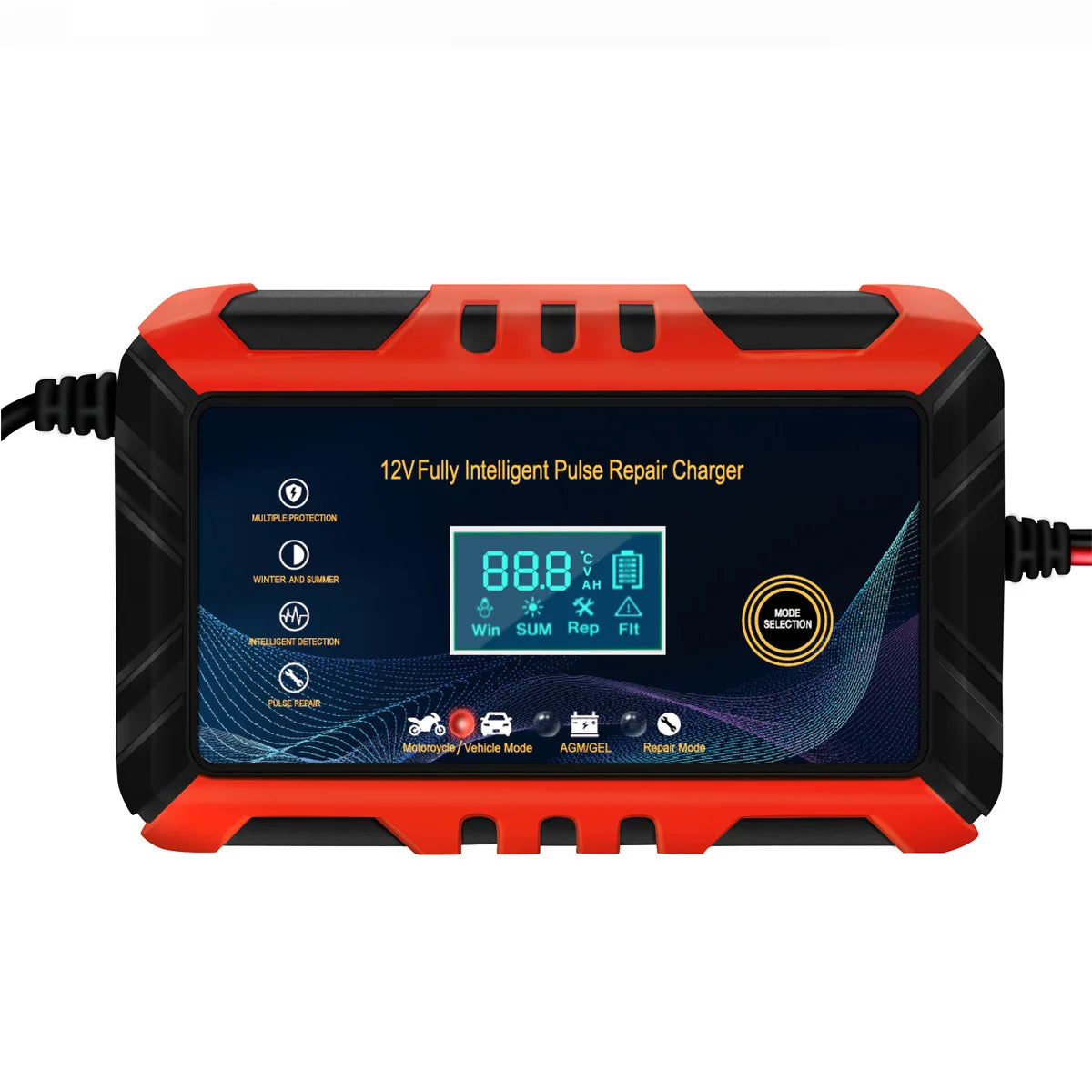 Car Battery Charger 12V 6A Intelligent Pulse Repair LCD Display Car Battery Motorcycle Battery Charging Battery Repair Charger