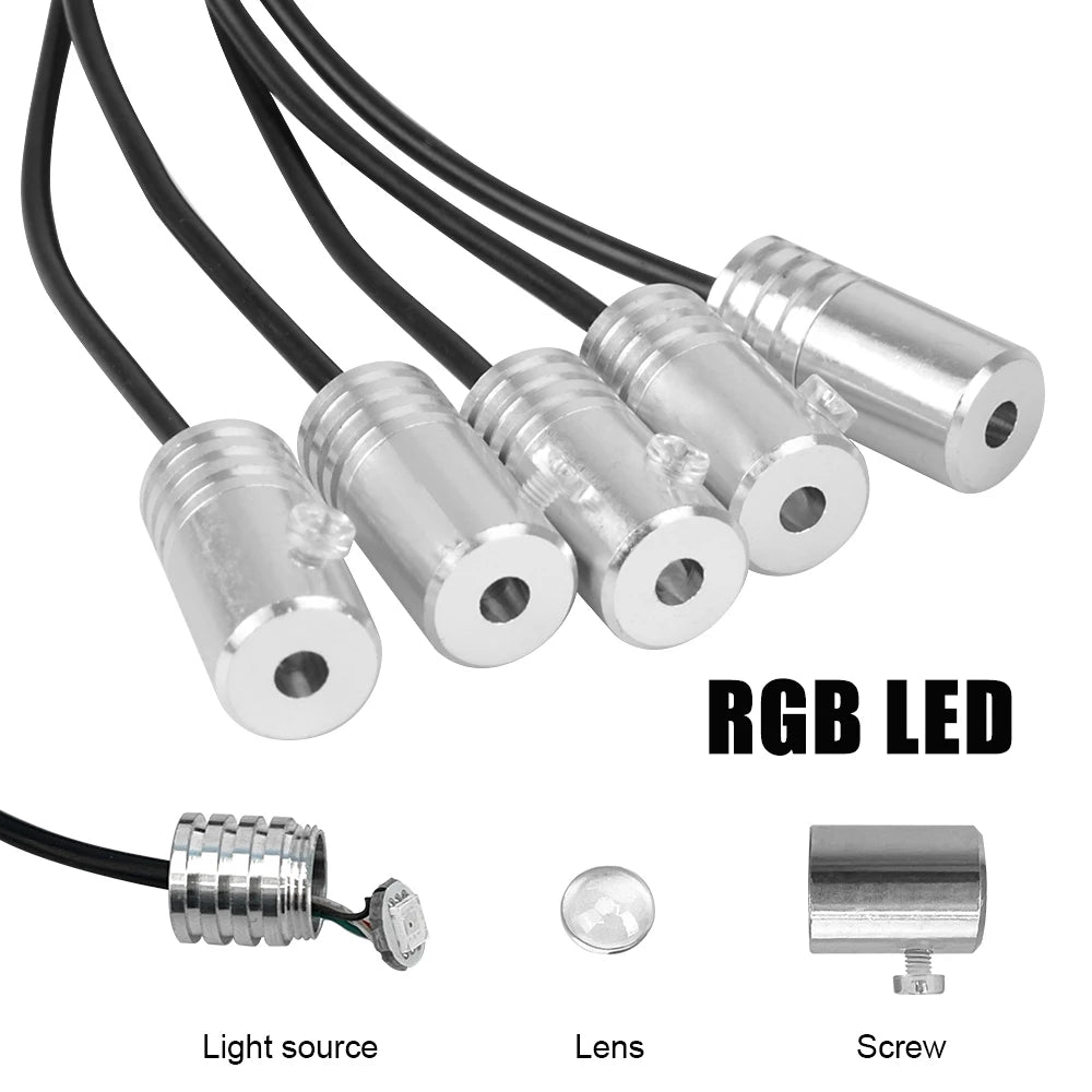 12V 6M LED Strips RGB Car Interior Light Ambient Lamp Decorative Fiber Optic 5 Lens Smart Control Caravan Automotive Accessories