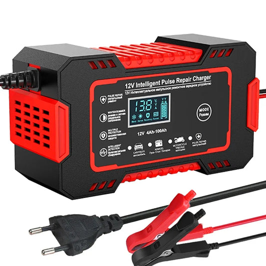 12V 6A Power Puls Repair Charger Car Battery Charger LED Display Moto Truck Battery Charger Wet Dry Lead Acid Battery