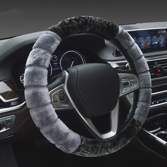 Winter Super Soft Plush Car Steering Wheel Cover Universal,Warm Faux Fur Auto Handlebar on the Steering-Wheel 37/38Cm
