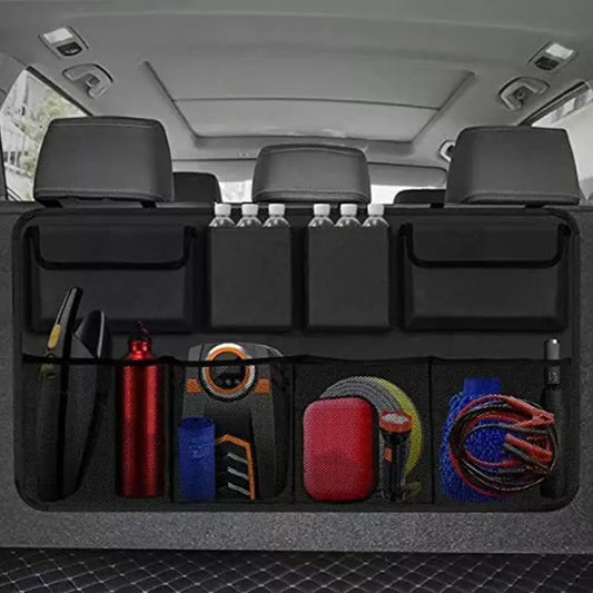 Car Trunk Organizer Adjustable Backseat Storage Bag Net High Capacity Multi-Use Oxford Automobile Seat Back Organizers Universal