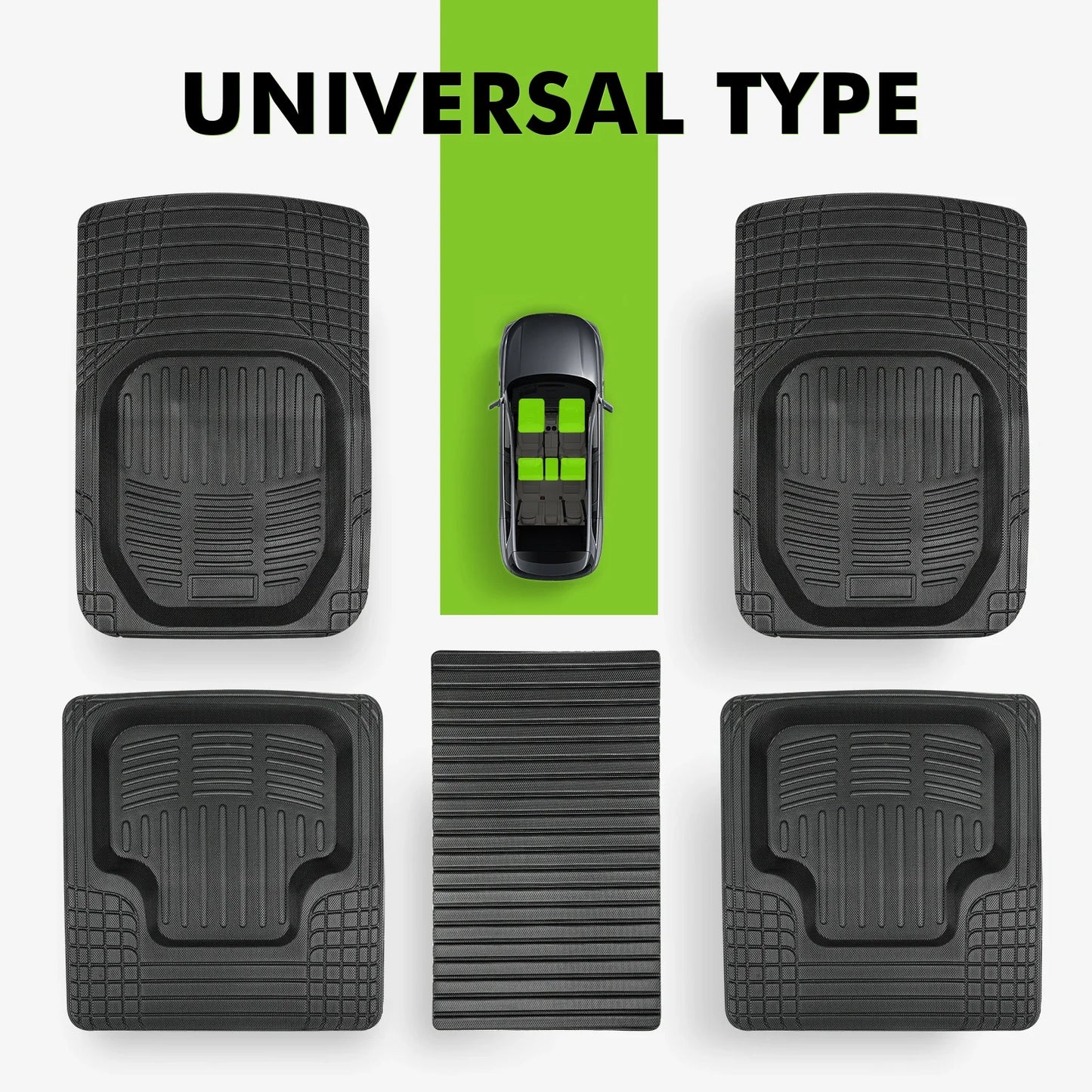 5Pcs Universal Auto Car Floor Mats All-Weather TPE Foot Mats Pad Waterproof Tray Mat Interior Accessories for Ford Explorer