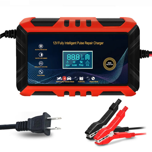Car Battery Charger 12V 6A Intelligent Pulse Repair LCD Display Car Battery Motorcycle Battery Charging Battery Repair Charger
